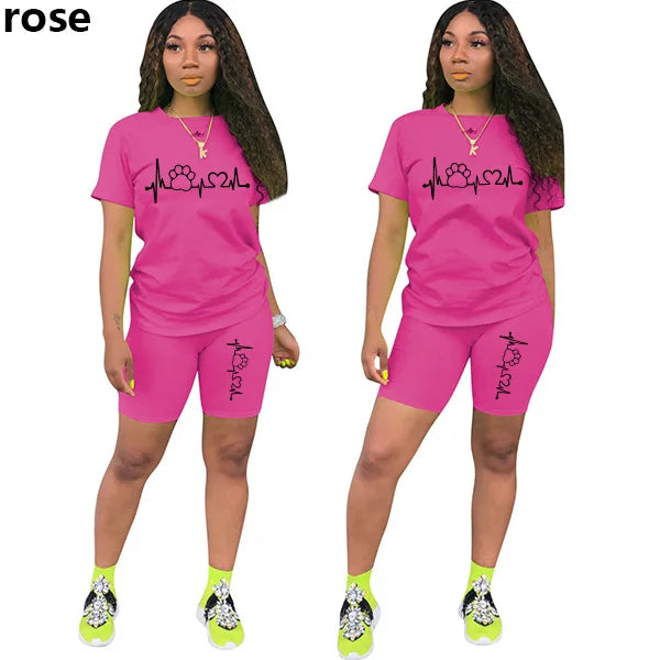 Summer Women Two Piece Set Sportswear T-Shirts and Shorts Ladies Casual O-Neck Pullover Short Sleeve T-Shirt Casual Tracksuit