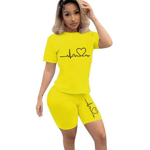 Summer Women Two Piece Set Sportswear T-Shirts and Shorts Ladies Casual O-Neck Pullover Short Sleeve T-Shirt Casual Tracksuit