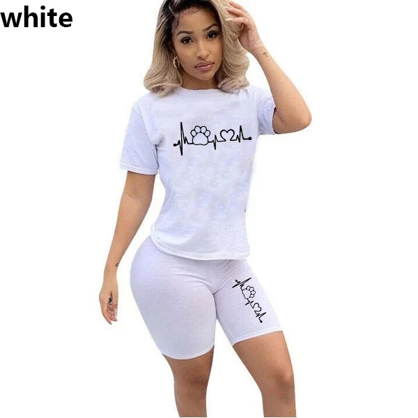 Summer Women Two Piece Set Sportswear T-Shirts and Shorts Ladies Casual O-Neck Pullover Short Sleeve T-Shirt Casual Tracksuit