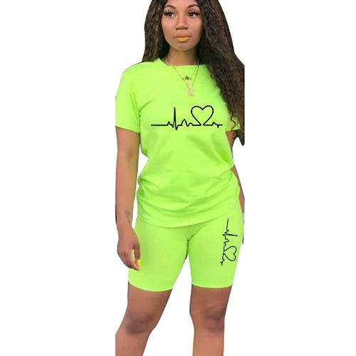 Summer Women Two Piece Set Sportswear T-Shirts and Shorts Ladies Casual O-Neck Pullover Short Sleeve T-Shirt Casual Tracksuit