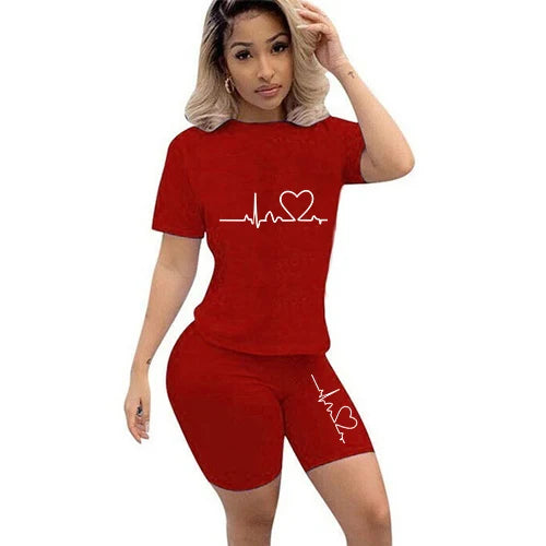 Summer Women Two Piece Set Sportswear T-Shirts and Shorts Ladies Casual O-Neck Pullover Short Sleeve T-Shirt Casual Tracksuit