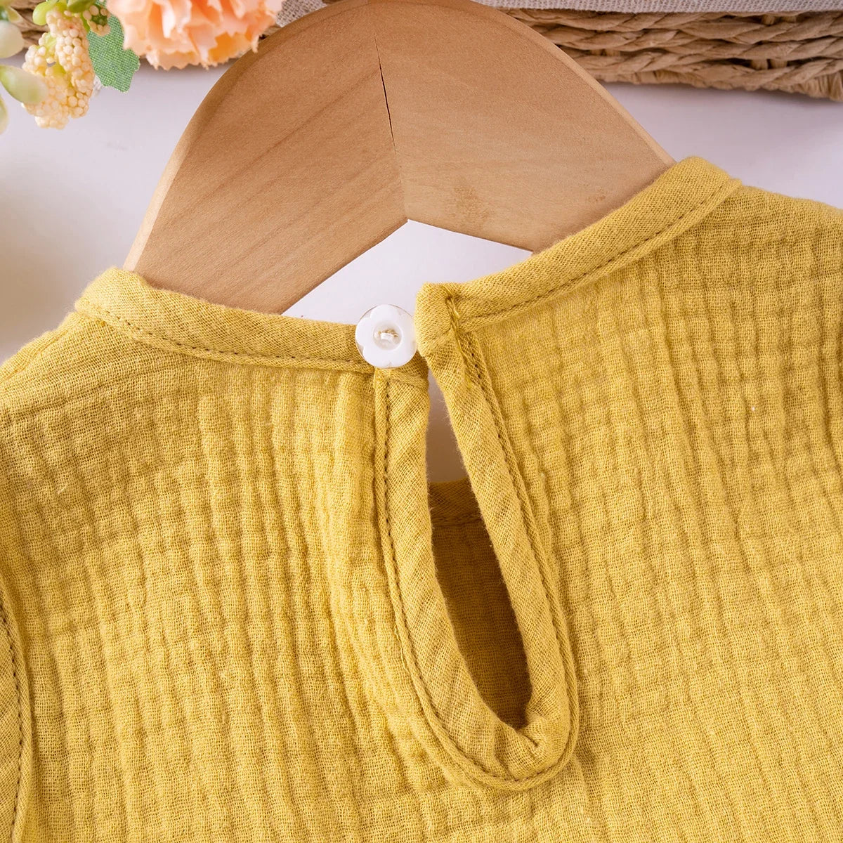 Cute Sleeveless Top Solid Color Shorts 2pcs Summer Girls Bow Tank Top Ruffle Shorts Cotton Comfort Fashion Set 0-5Y