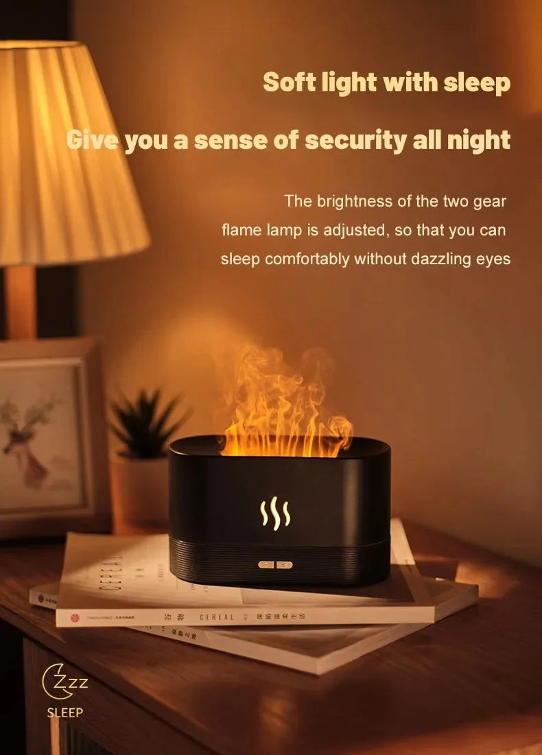 Perfume Humidifier Ultrasonic Air Humidifier With LED Lighting Simulation Colorful Flame Fragrance Essential Oil Flame Lamp