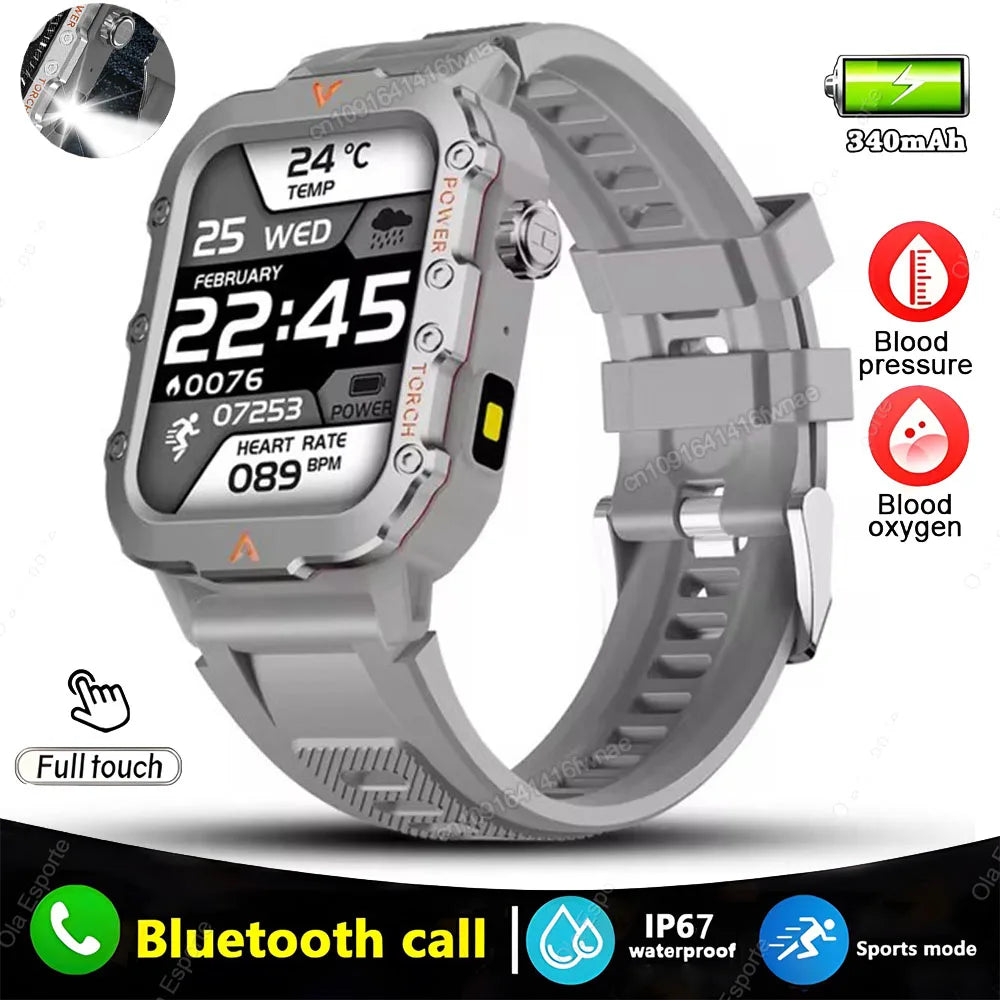 New For Huawei Smart Watch Men LED Flashlight Blood Pressure Multiple Sport Modes Fitness Tracker Outdoor Military HD Smartwatch