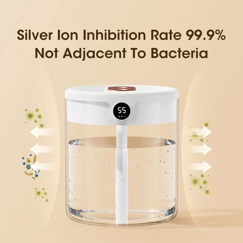 2LDouble Nozzle Air Humidifier with LCD Humidity Display Large Capacity Aroma Essential Oil Diffuser for Bedroom Mist Sprayer