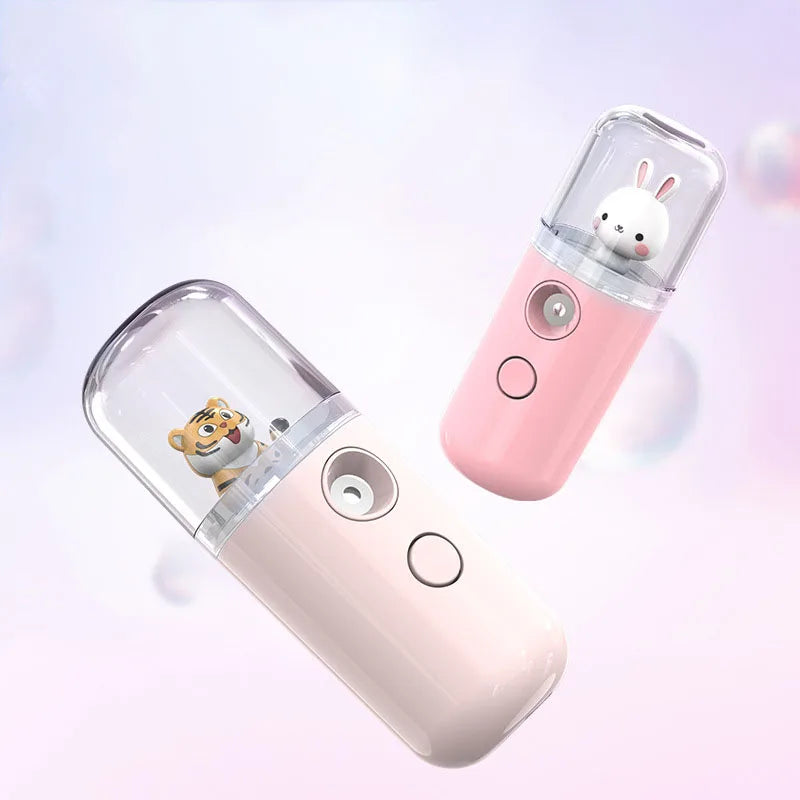 Face Mister Mini Handy Rechargeable Cute Rabbit Design Face Humidifier Facial Sprayer Moisturizing For Face, Daily Makeup, Skin