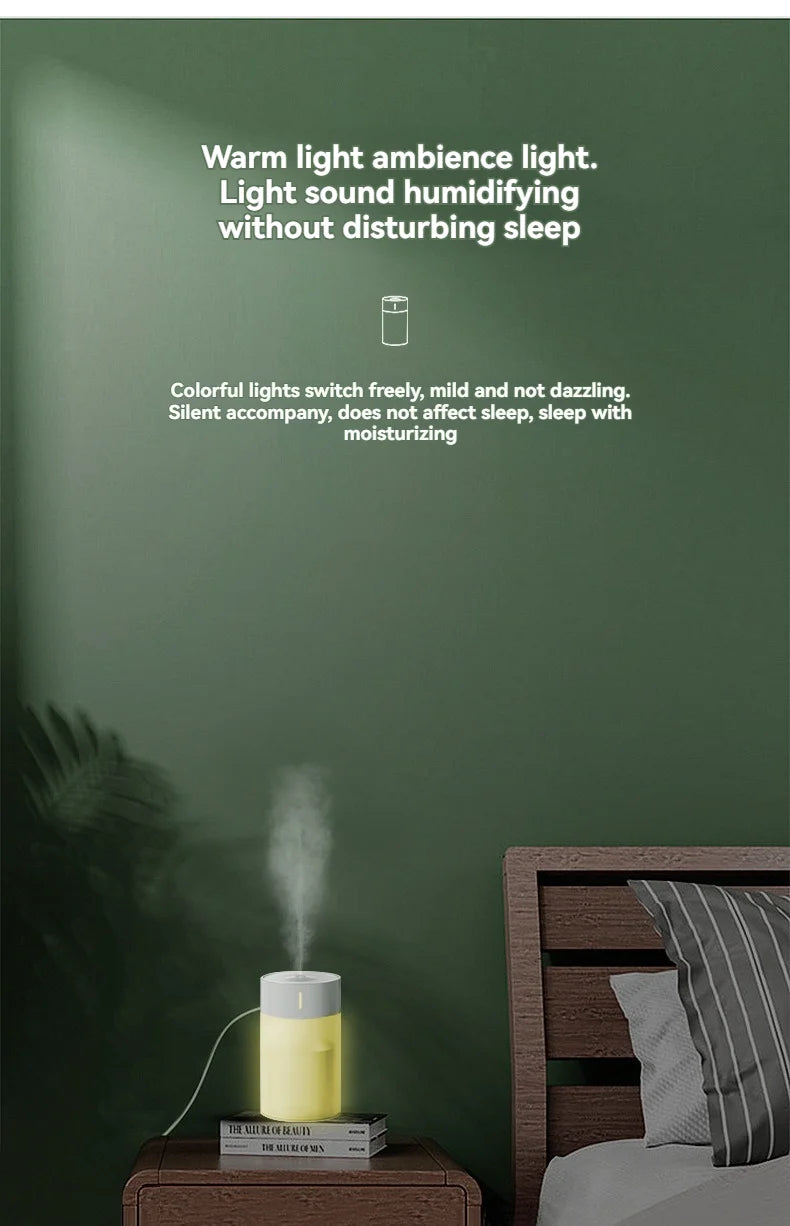 260ML Poratable Automatic Humidifier DiffuserWithout Oil Mute Quite Humidier Car USB For Home HouseWith Light Mini Humidifier