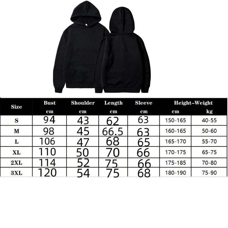 Fashion Hoody Casual Sportswear Funny Anime Printed Plus Fleece Elastic Tops Pullover Men's Hoodies Sweatshirts Streetwear