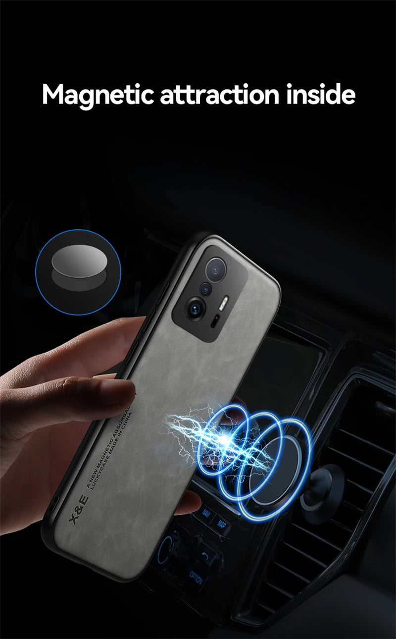 for xiaomi 11 lite case leather car magnetic holder phone cases for xiomi mi11 xiaomi mi 11 lite ne 5g 11lite light back cover