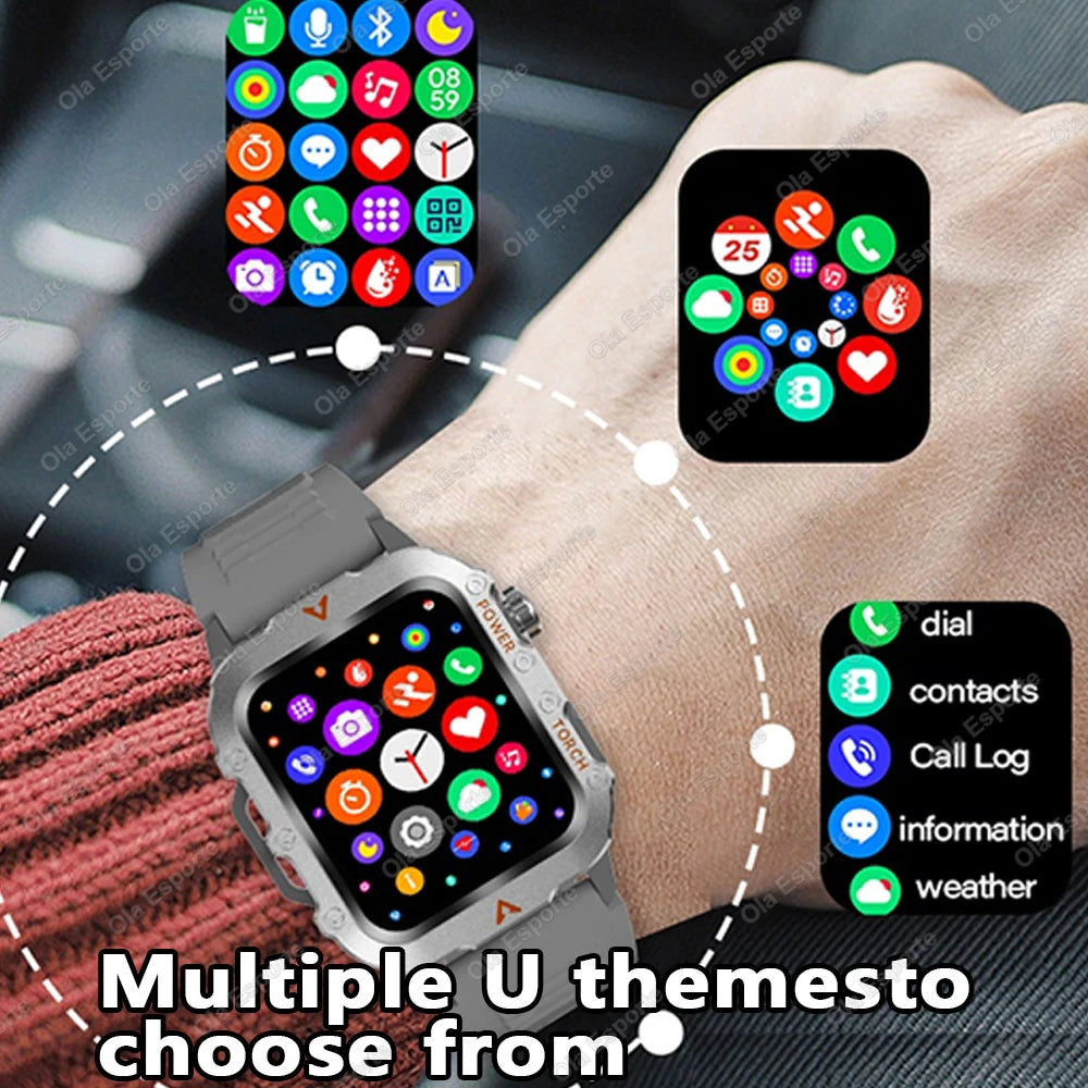 New For Huawei Smart Watch Men LED Flashlight Blood Pressure Multiple Sport Modes Fitness Tracker Outdoor Military HD Smartwatch