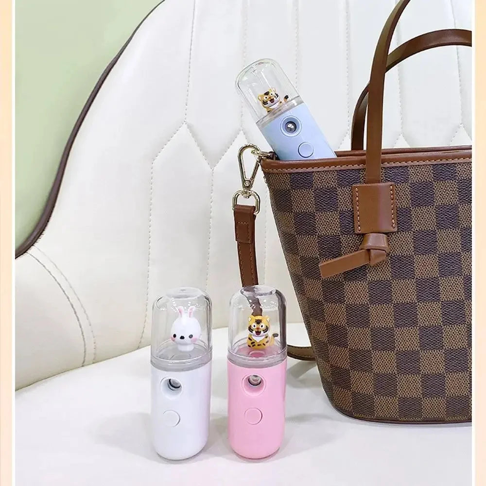 Face Mister Mini Handy Rechargeable Cute Rabbit Design Face Humidifier Facial Sprayer Moisturizing For Face, Daily Makeup, Skin