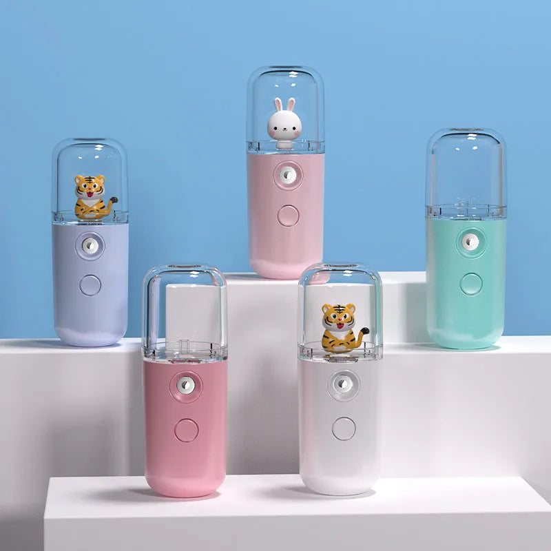 Face Mister Mini Handy Rechargeable Cute Rabbit Design Face Humidifier Facial Sprayer Moisturizing For Face, Daily Makeup, Skin