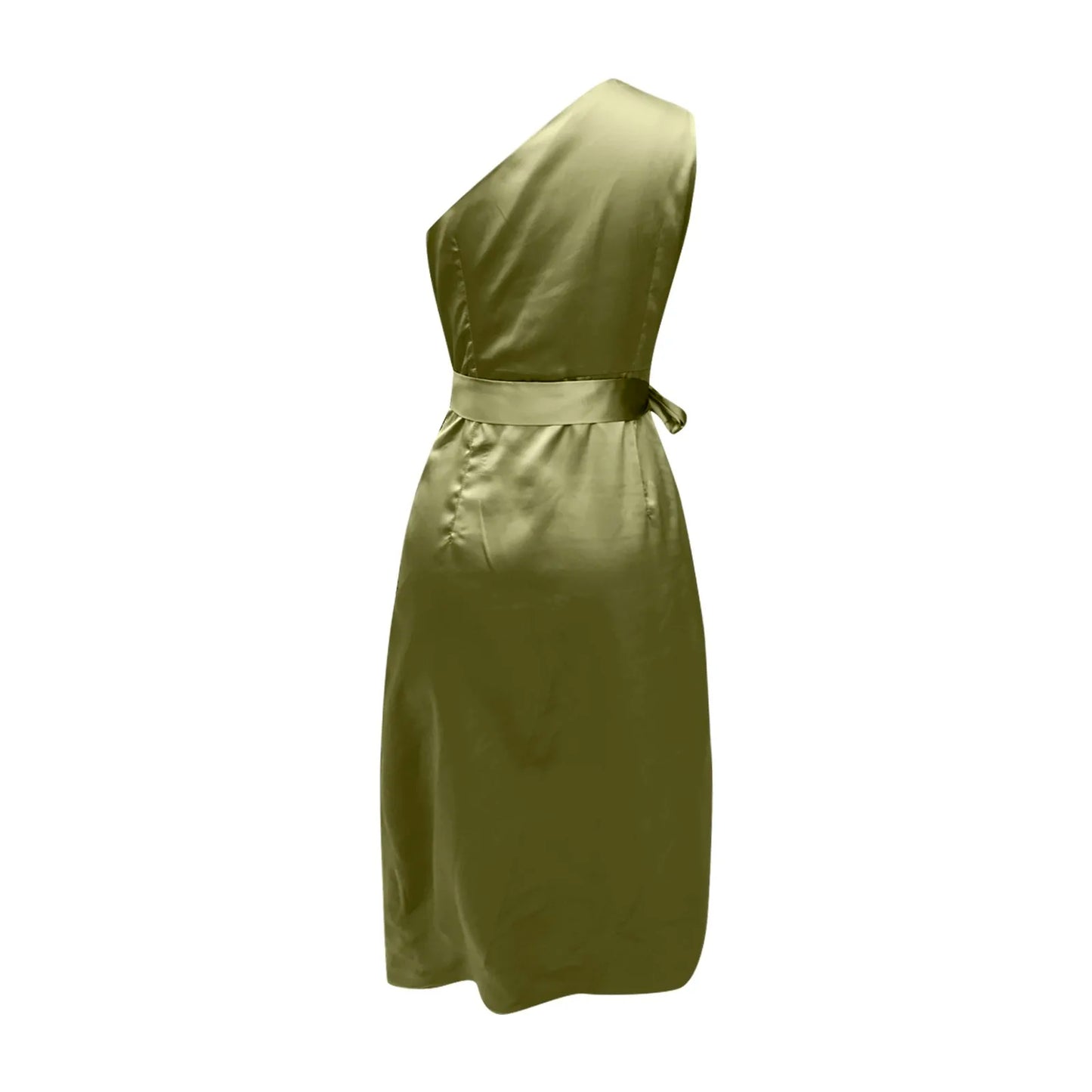 Fashion One Shoulder Long Dress Women Summer Solid Color Slim Waist Pencil Dress Ladies Backless Lace Up Evening Party Dresses
