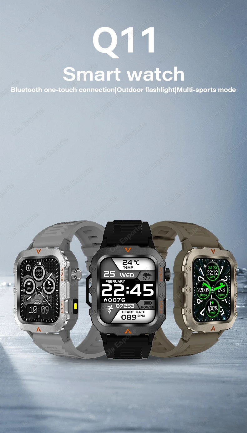New For Huawei Smart Watch Men LED Flashlight Blood Pressure Multiple Sport Modes Fitness Tracker Outdoor Military HD Smartwatch