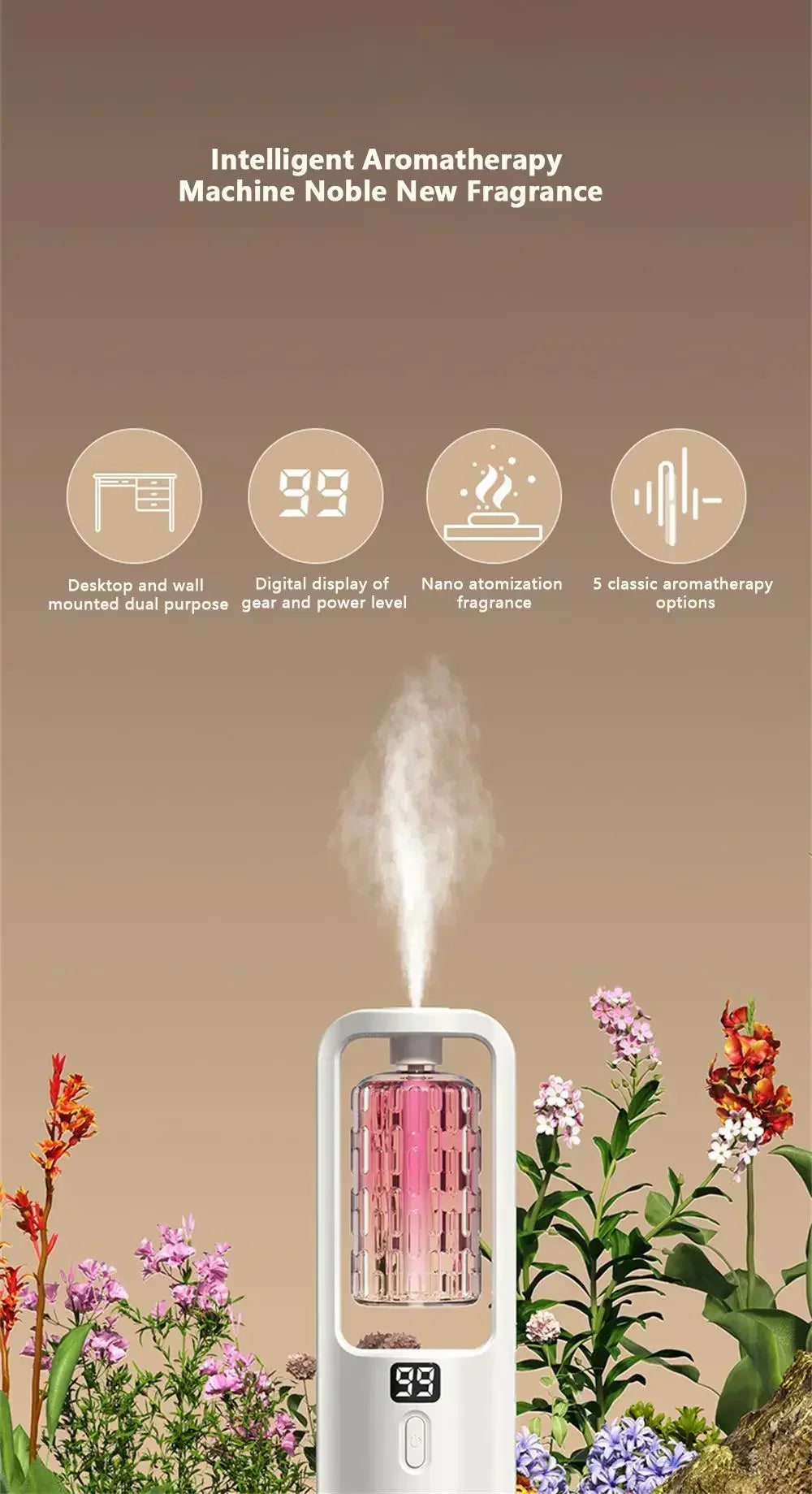 5 Gear Aroma Diffuser Fragrance Essential Oil Aromatherapy Machine Wall Mounted Humidifier Machine Air Freshener Bedroom Toilet