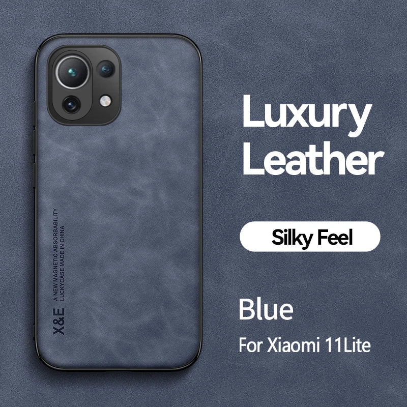 for xiaomi 11 lite case leather car magnetic holder phone cases for xiomi mi11 xiaomi mi 11 lite ne 5g 11lite light back cover