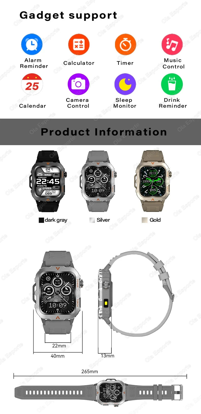 New For Huawei Smart Watch Men LED Flashlight Blood Pressure Multiple Sport Modes Fitness Tracker Outdoor Military HD Smartwatch