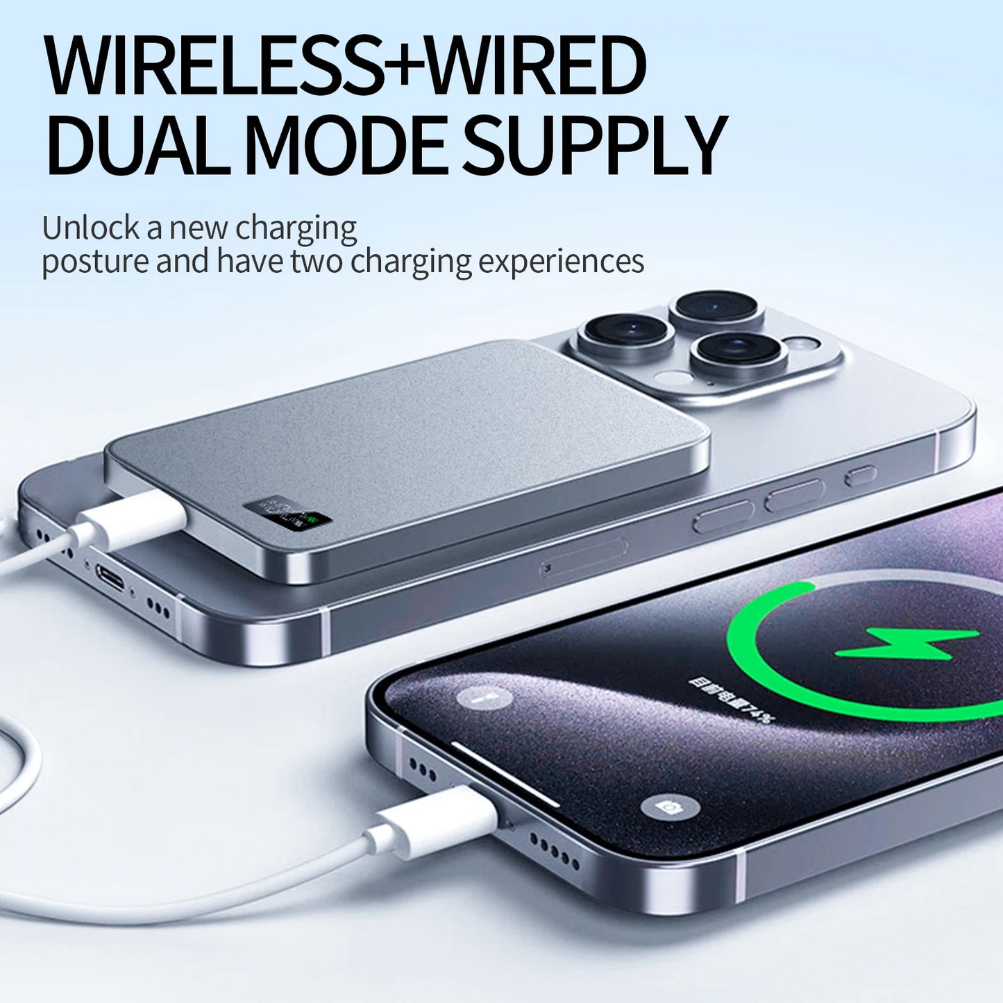 New Ultra thin Alloy Powerbank Magnetic Power Bank Wireless Fast Charger For iPhone 16 15 14 13 12 Backup battery For Magsafe