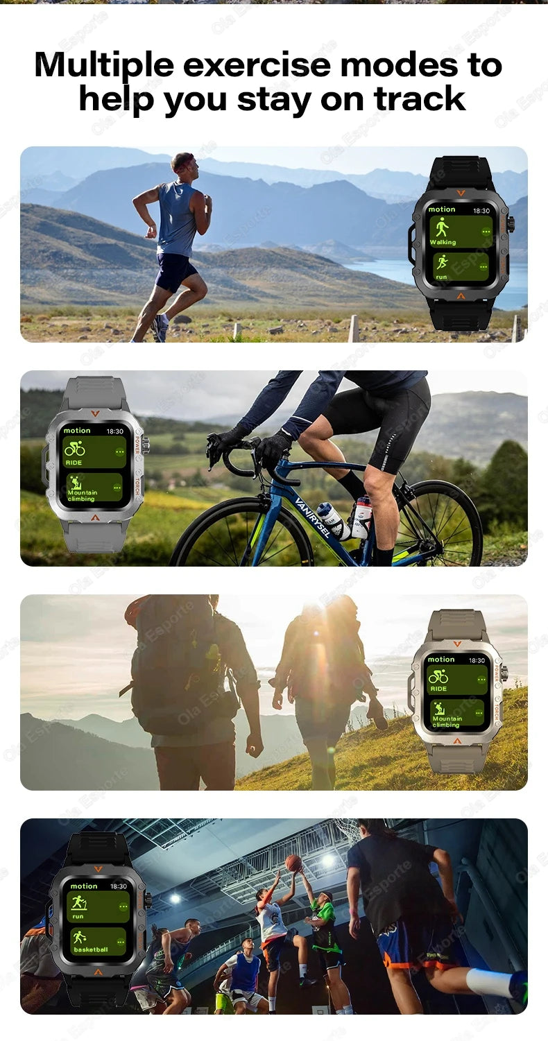 New For Huawei Smart Watch Men LED Flashlight Blood Pressure Multiple Sport Modes Fitness Tracker Outdoor Military HD Smartwatch