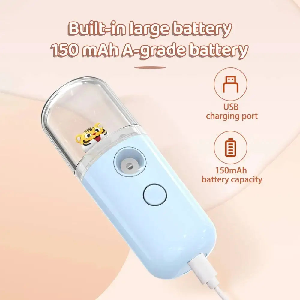 Face Mister Mini Handy Rechargeable Cute Rabbit Design Face Humidifier Facial Sprayer Moisturizing For Face, Daily Makeup, Skin