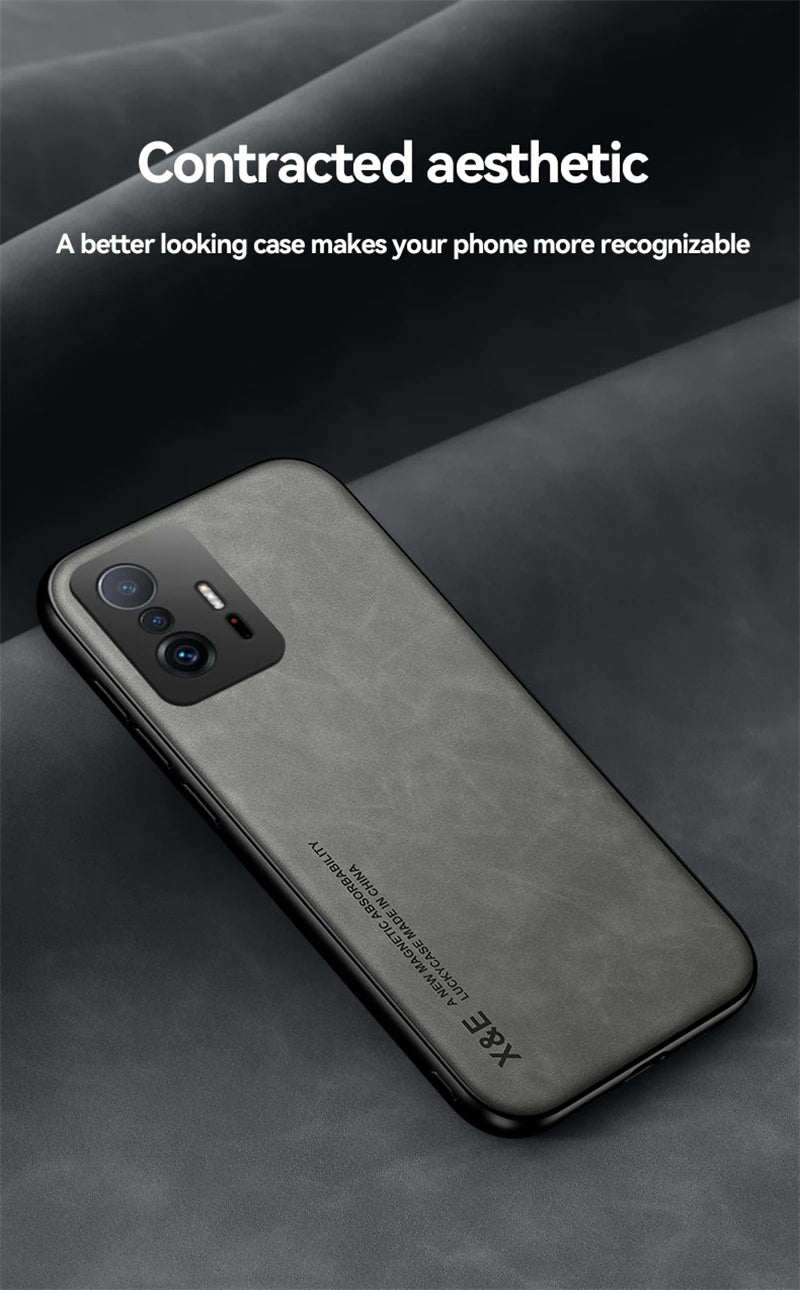 for xiaomi 11 lite case leather car magnetic holder phone cases for xiomi mi11 xiaomi mi 11 lite ne 5g 11lite light back cover