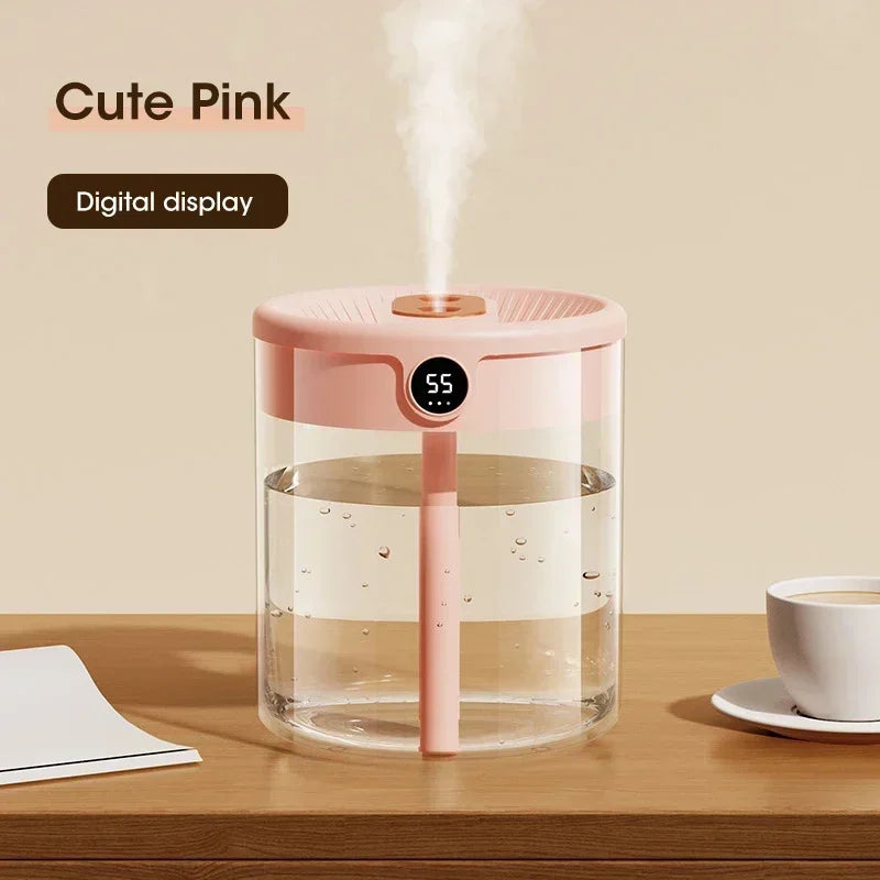 2LDouble Nozzle Air Humidifier with LCD Humidity Display Large Capacity Aroma Essential Oil Diffuser for Bedroom Mist Sprayer