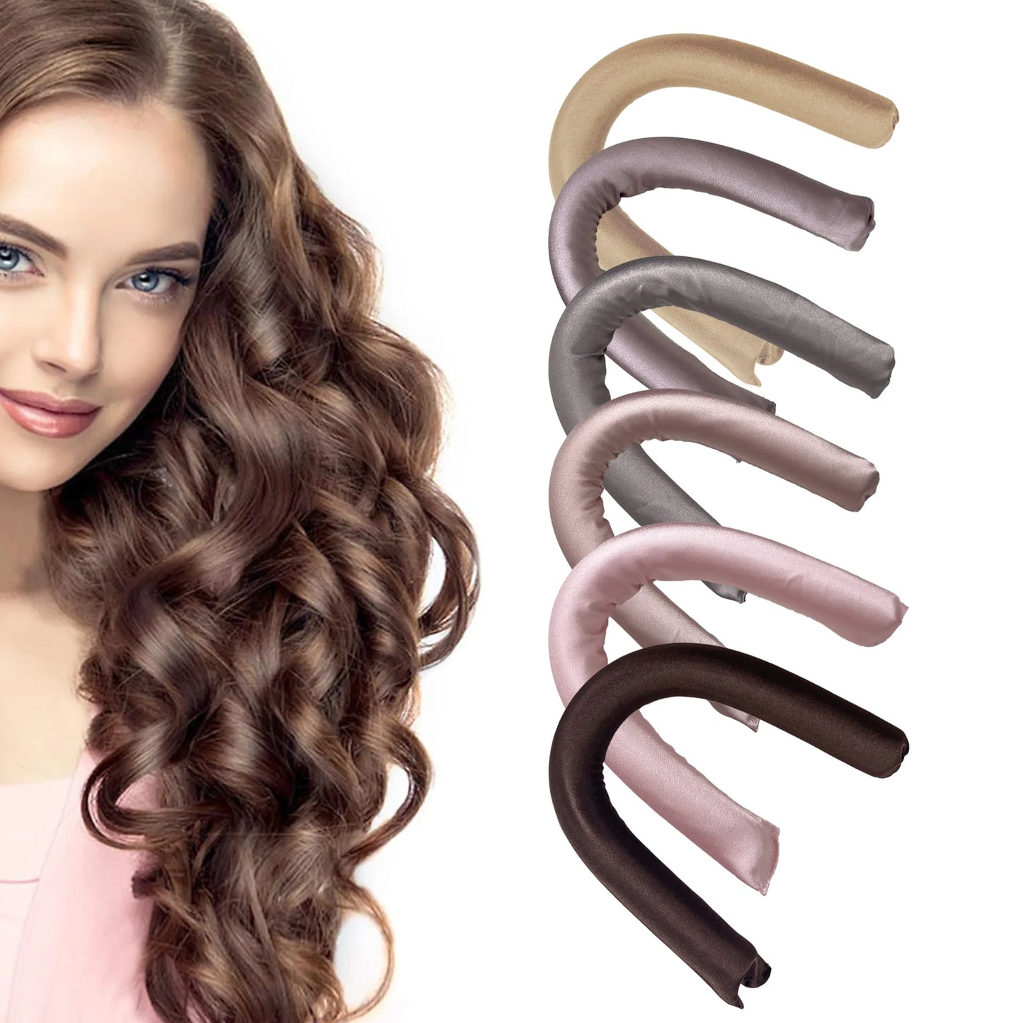 6pcs Heatless Hair Curler No Heat Hair Rollers Soft Curling Rod Headband Sleeping Curls with Wrap Flexi Rods Hair Styling Tools