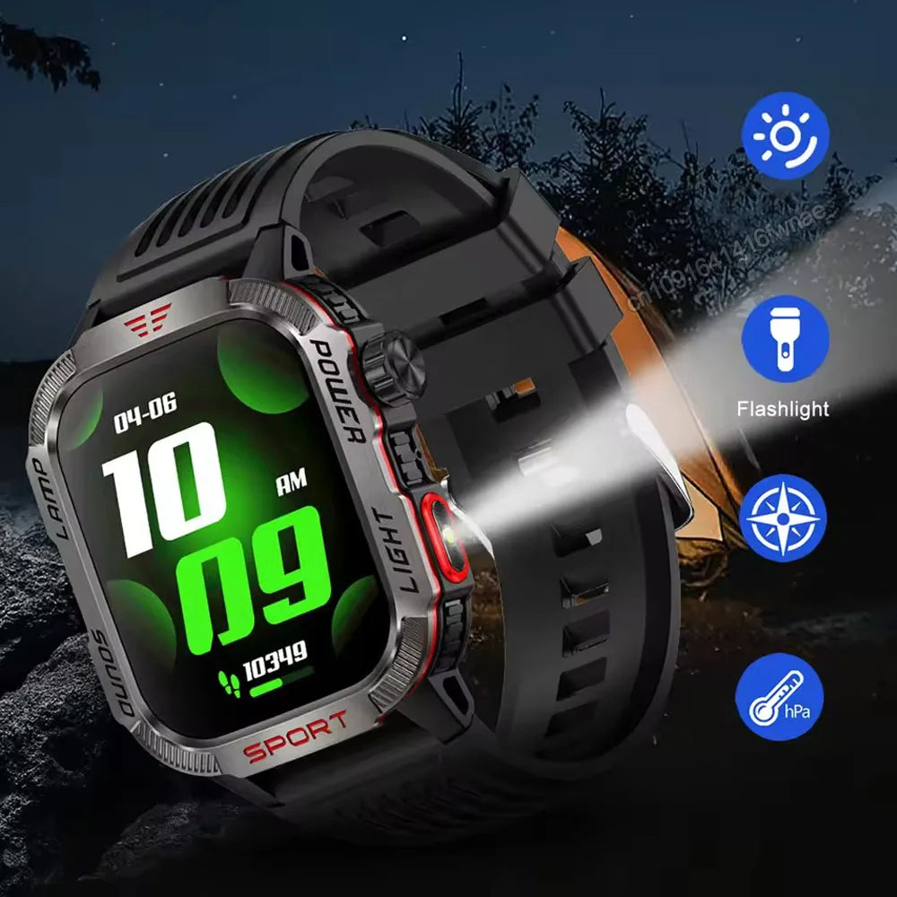 New For Huawei Smart Watch Men LED Flashlight Blood Pressure Multiple Sport Modes Fitness Tracker Outdoor Military HD Smartwatch