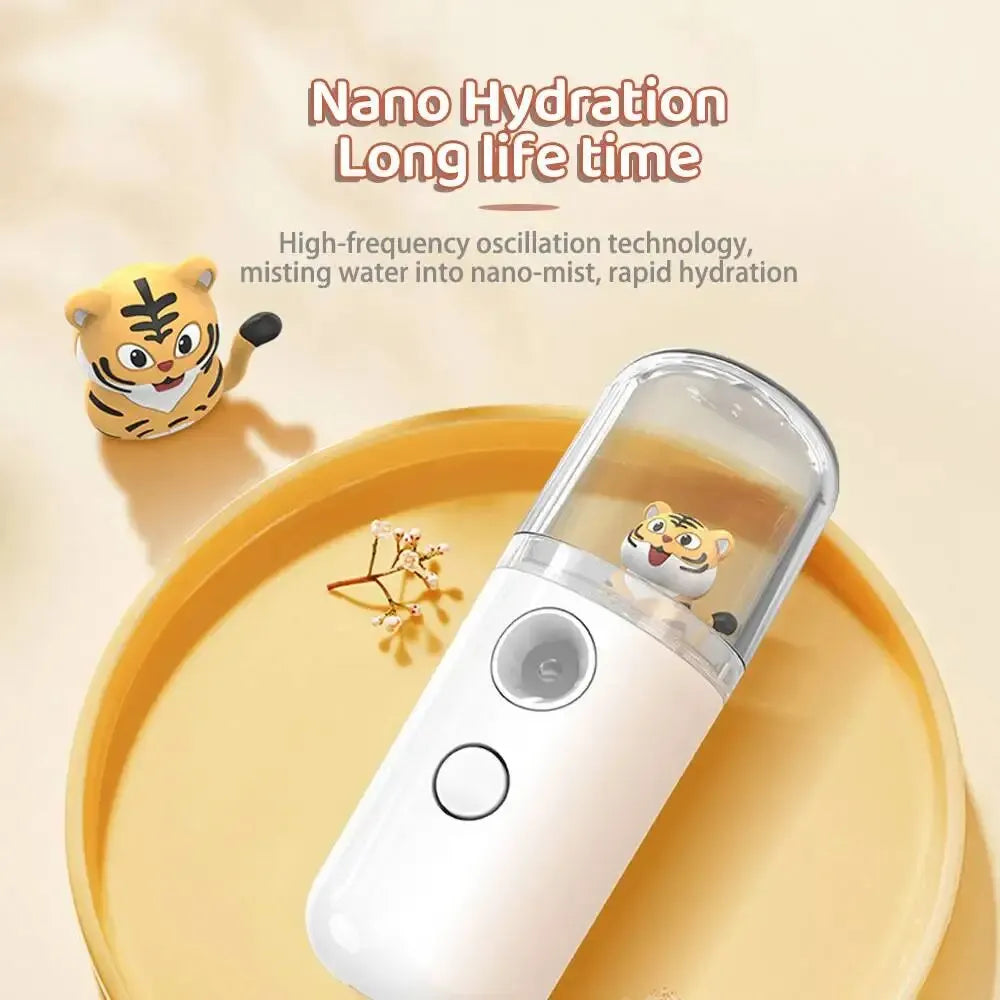 Face Mister Mini Handy Rechargeable Cute Rabbit Design Face Humidifier Facial Sprayer Moisturizing For Face, Daily Makeup, Skin