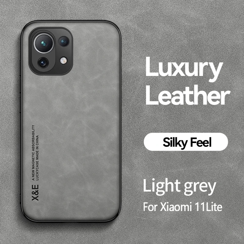 for xiaomi 11 lite case leather car magnetic holder phone cases for xiomi mi11 xiaomi mi 11 lite ne 5g 11lite light back cover