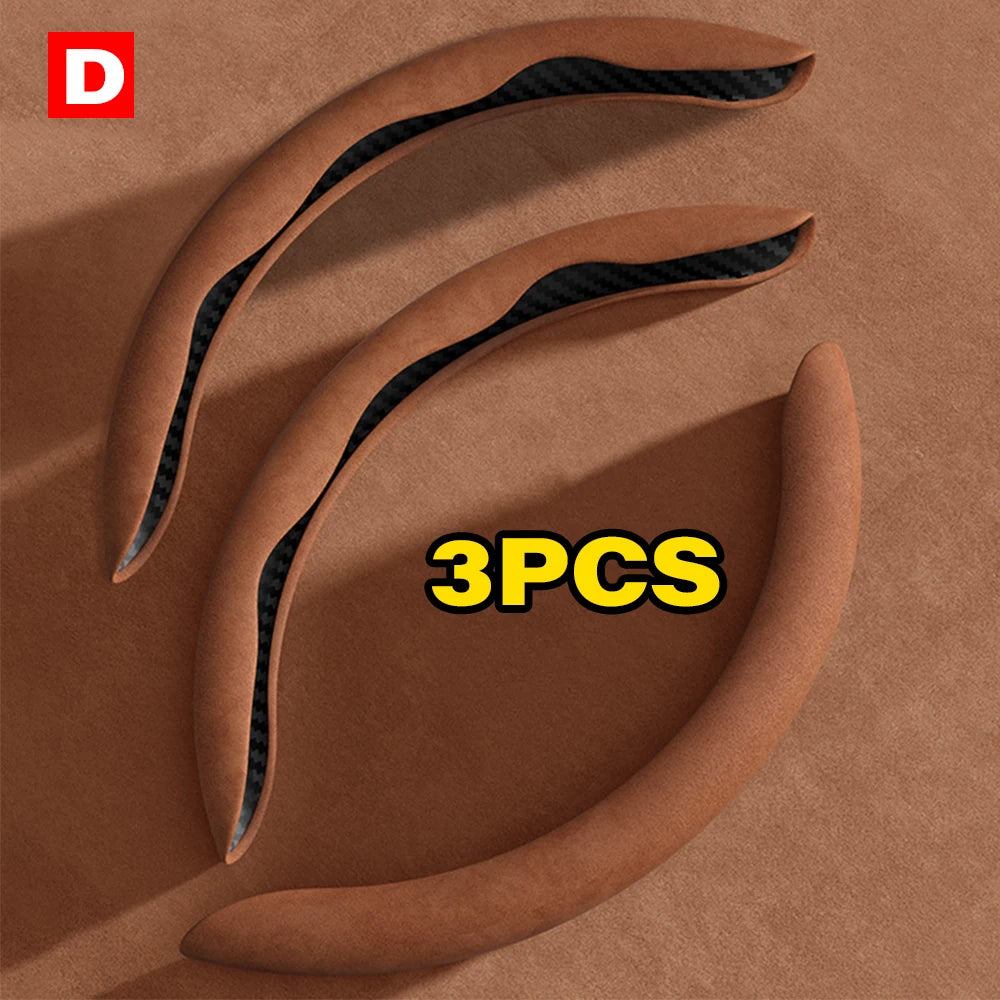 2/3PCS Carbon Fiber Silicone Car Steering Wheel Cover Custom Anti-skid Booster Cover Auto Accessories 38cm For Auto Deco 2024