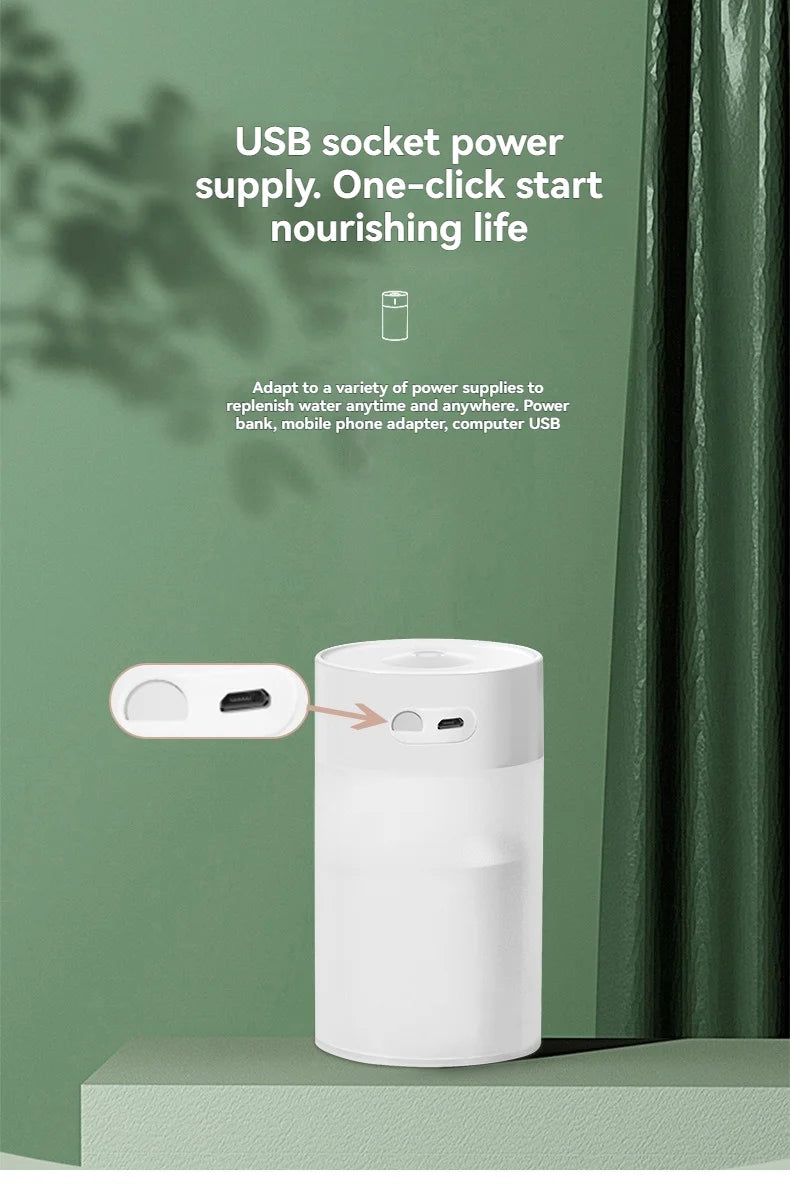 260ML Poratable Automatic Humidifier DiffuserWithout Oil Mute Quite Humidier Car USB For Home HouseWith Light Mini Humidifier