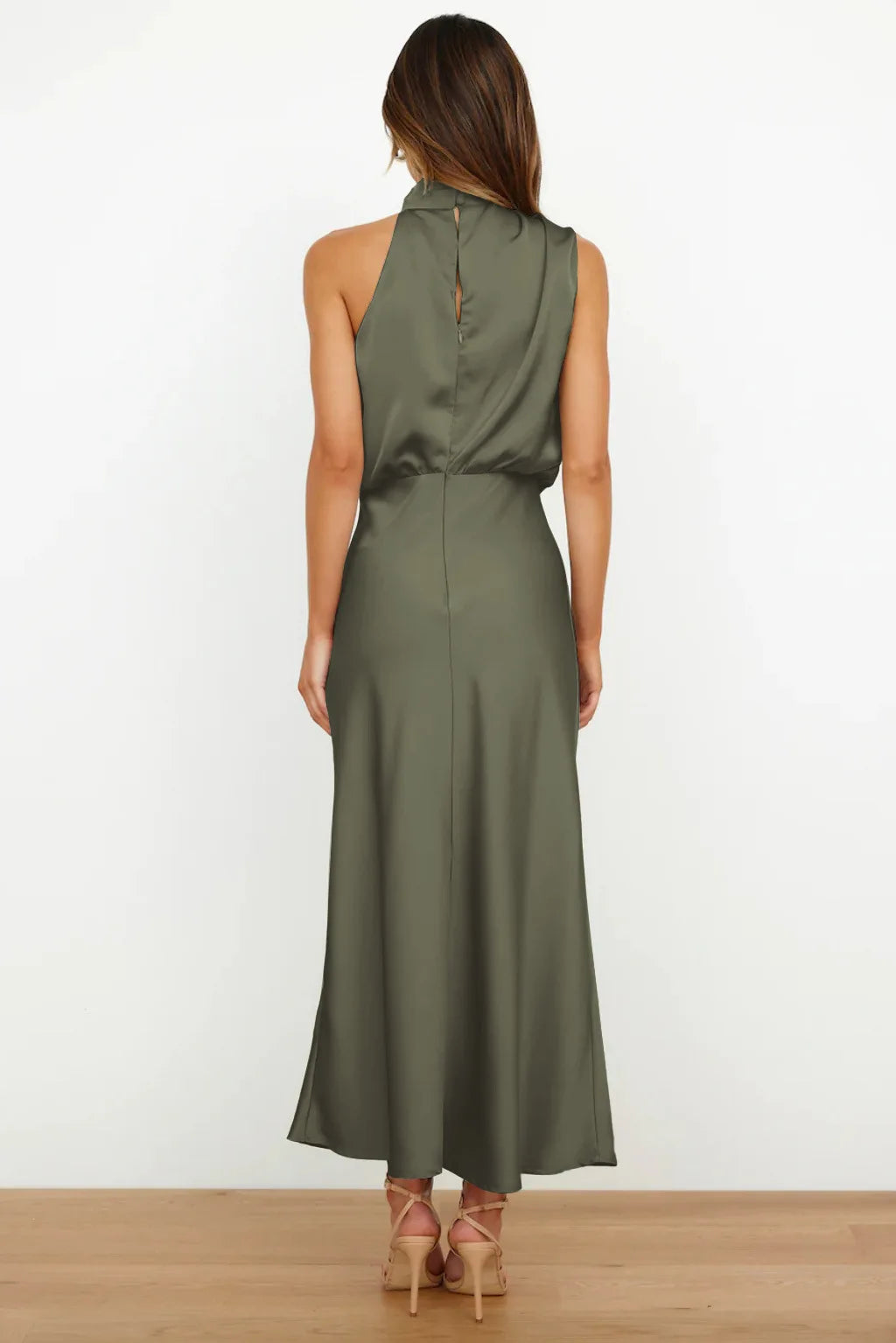 Summer Luxury Sleeveless Silk Satin Long Dress Women Elegant Off Shoulder Celebrity Evening Dress Partywear Lady Trumpet Dress