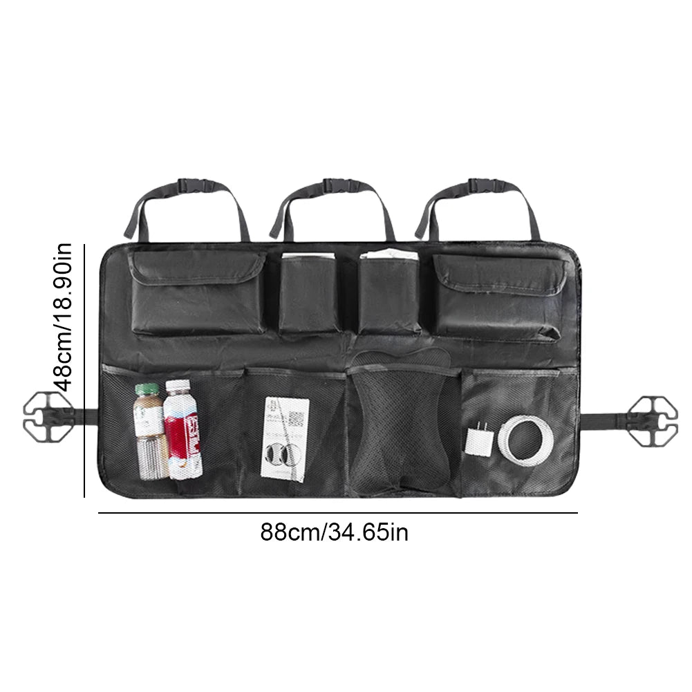 Car Trunk Storage Bag Adjustable Multi-Pocket Backseat Organizer Universal Car Backseat Hanging Organizer Bag Car Accessories