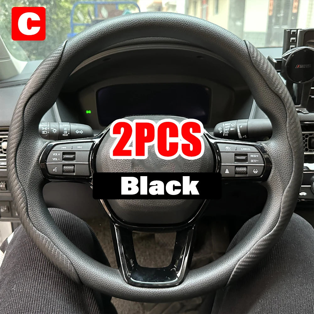 2/3PCS Carbon Fiber Silicone Car Steering Wheel Cover Custom Anti-skid Booster Cover Auto Accessories 38cm For Auto Deco 2024