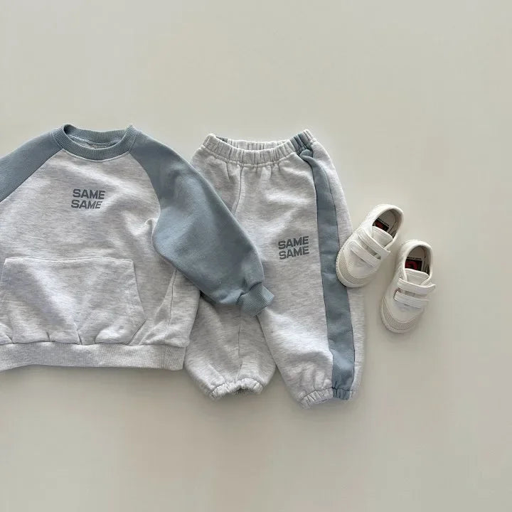 Children Clothing Set 2024 Autumn New Boys Patchwork Suit 2Pcs Casual Sweatshirt + Pants Baby Girls Leisure Sportswear Tracksuit