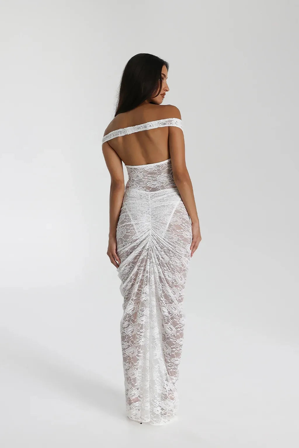 Articat Sexy Lace Deep V Sleeveless Slim Dress Women Perspective Tight Split Backless Charming Long Dress Party Holiday Beach