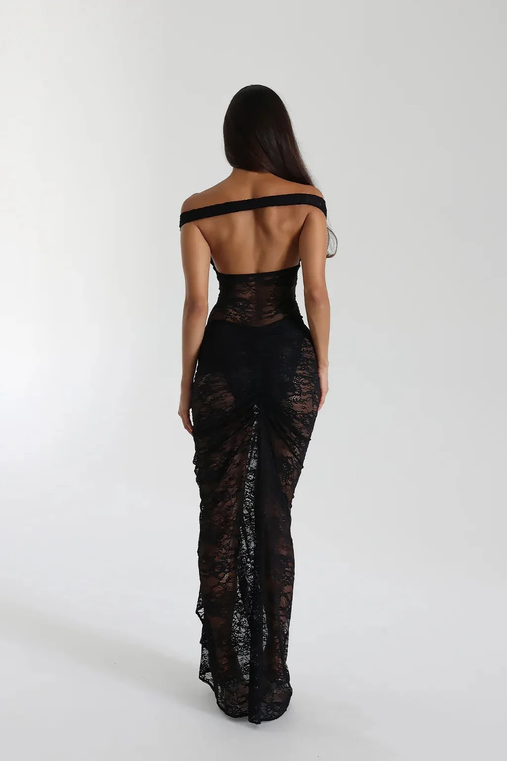 Articat Sexy Lace Deep V Sleeveless Slim Dress Women Perspective Tight Split Backless Charming Long Dress Party Holiday Beach
