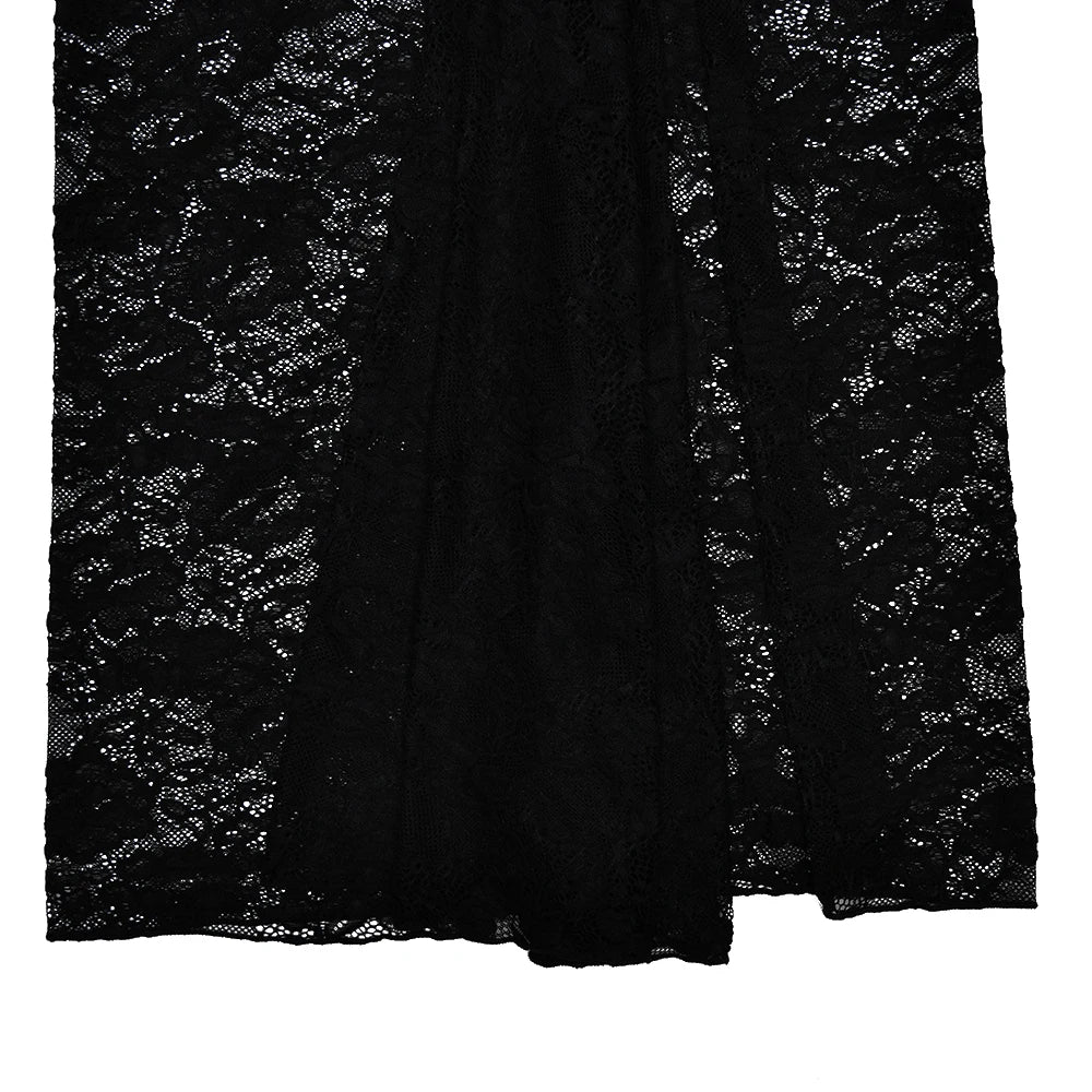 Articat Sexy Lace Deep V Sleeveless Slim Dress Women Perspective Tight Split Backless Charming Long Dress Party Holiday Beach