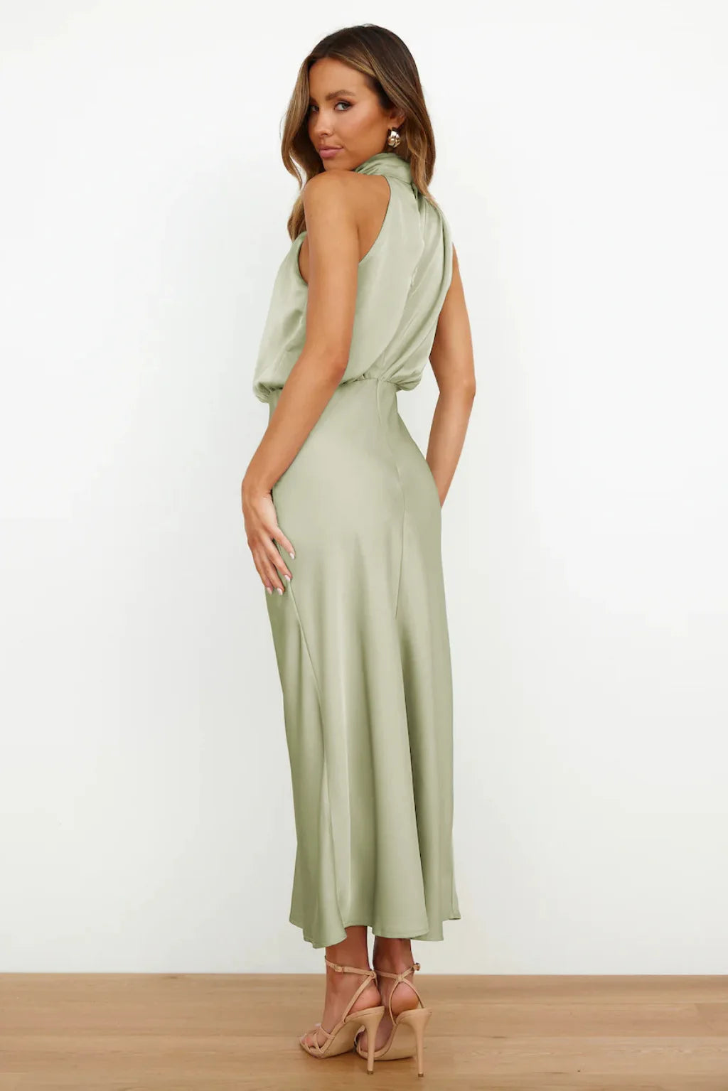 Summer Luxury Sleeveless Silk Satin Long Dress Women Elegant Off Shoulder Celebrity Evening Dress Partywear Lady Trumpet Dress