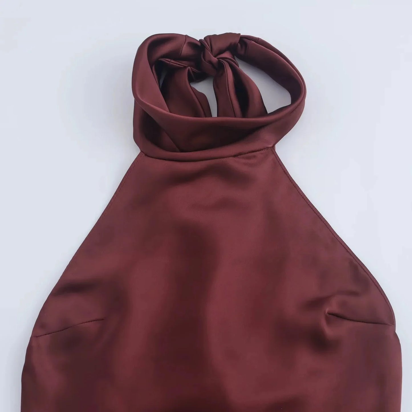 TRAFZA Vintage Casual Chic Solid Women Dress Halter Zipper Beach Long Dress Fashion 2024 Autumn Winter Boho Party Female Dress