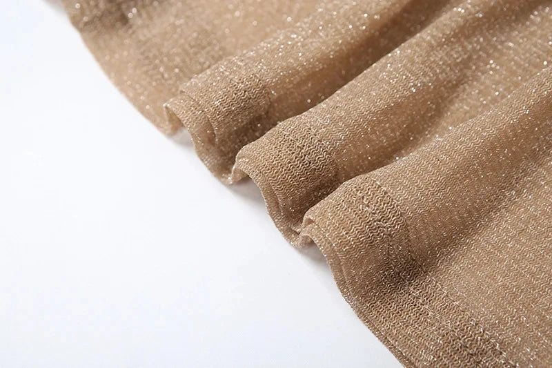 Totatoop Elegant Gold Glitter Tank Dress For Women 2024 Summer Sleeveless Slim Fit Vintage Party Long Dress Beach Robe Clothing
