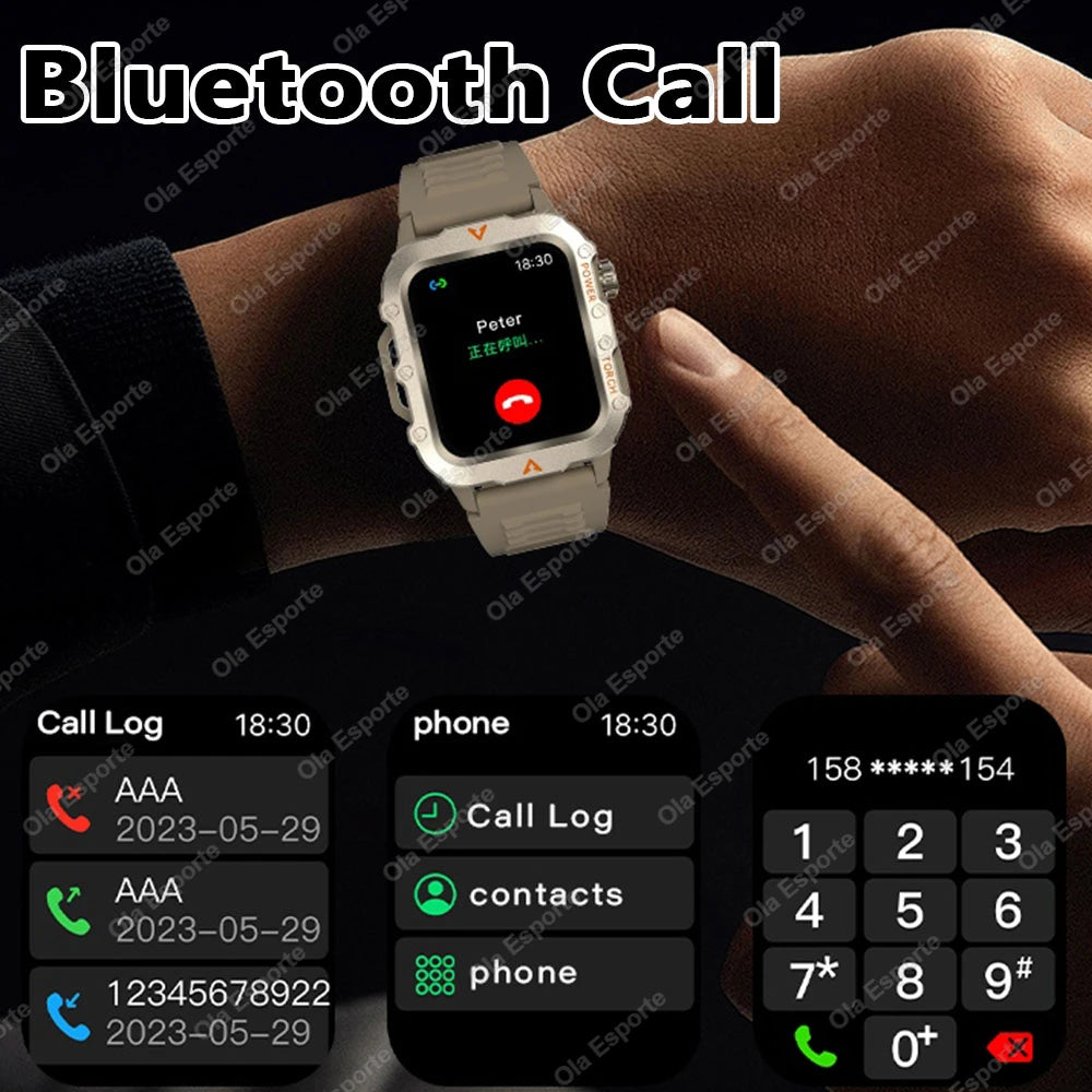 New For Huawei Smart Watch Men LED Flashlight Blood Pressure Multiple Sport Modes Fitness Tracker Outdoor Military HD Smartwatch