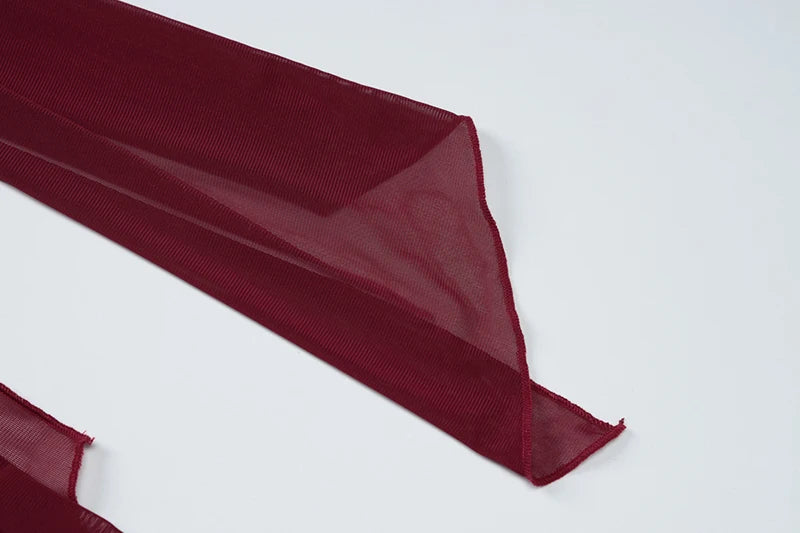 DGLUKE Elegant Strapless Long Dresses Woman Summer 2025 Sexy Ruched Bodycon Maxi Dress Burgundy Evening Party Dress With Gloves