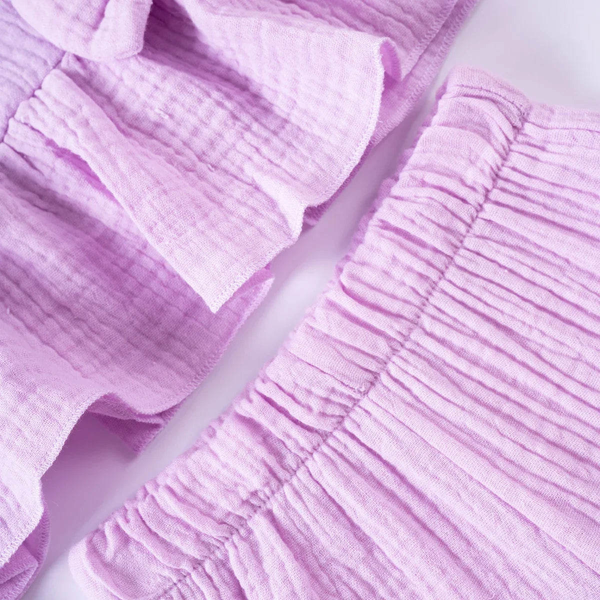 Cute Sleeveless Top Solid Color Shorts 2pcs Summer Girls Bow Tank Top Ruffle Shorts Cotton Comfort Fashion Set 0-5Y