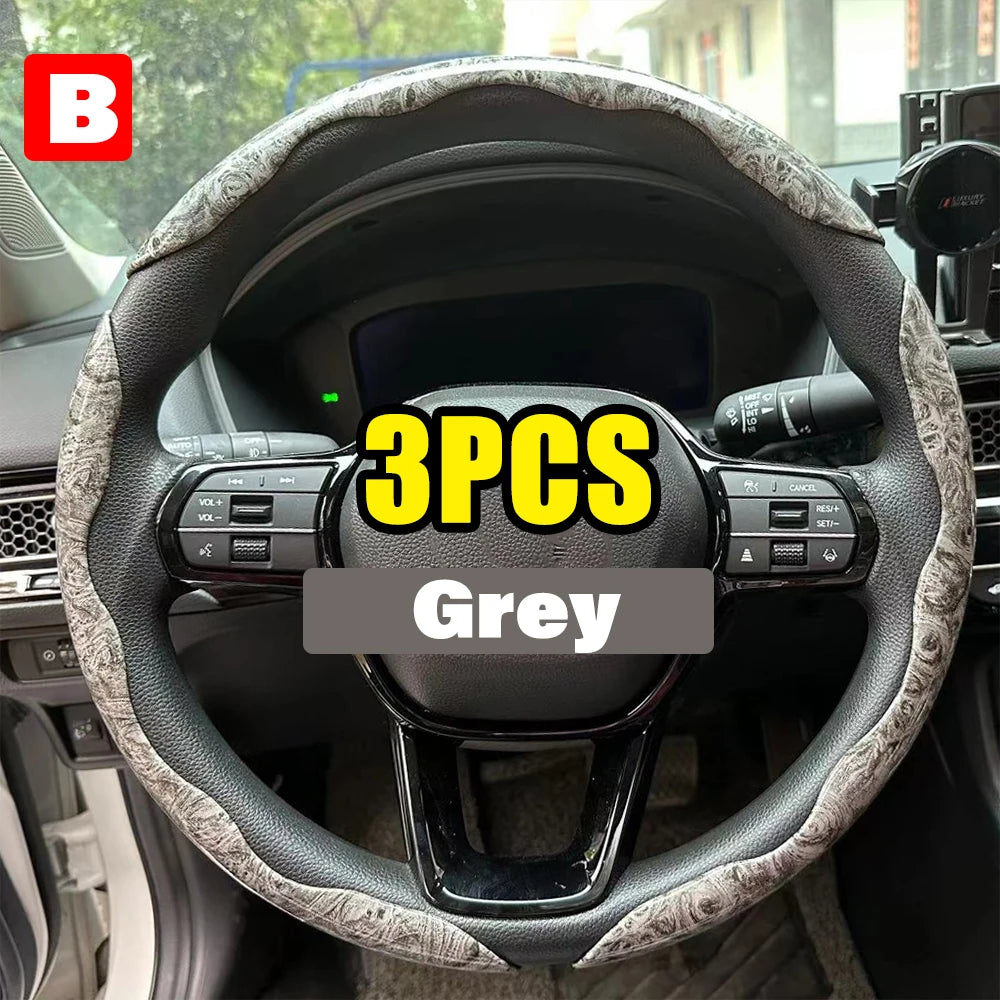 2/3PCS Carbon Fiber Silicone Car Steering Wheel Cover Custom Anti-skid Booster Cover Auto Accessories 38cm For Auto Deco 2024