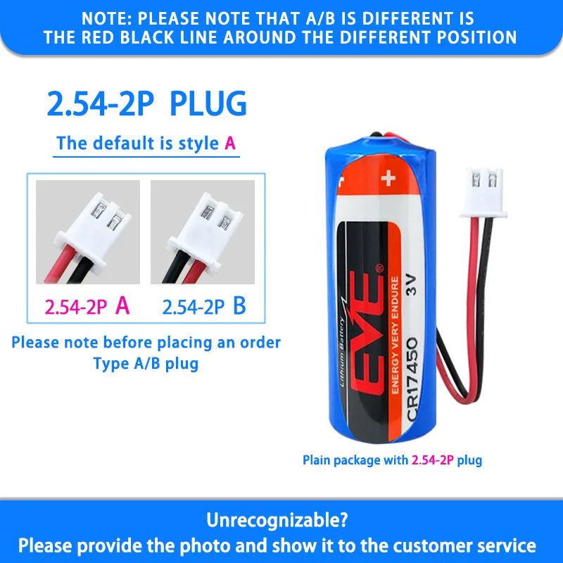 Original EVE CR17450 3V 2400mah Li-MnO2 Lithium Batteries For Intelligent Water Meter Smoke And Fire Detection Alarm GPS Locator